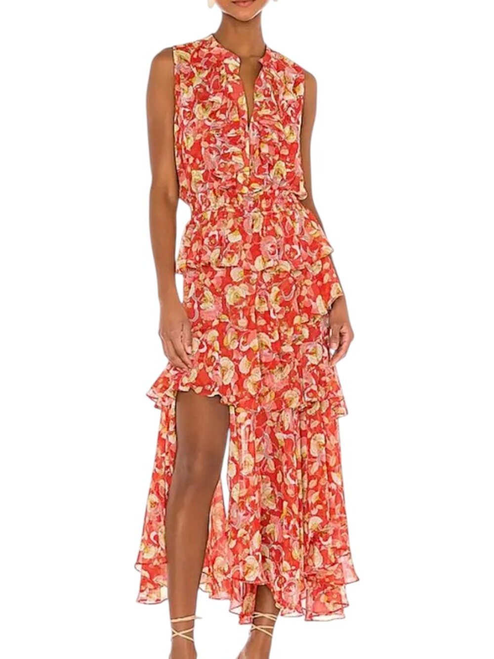 Misa Los Angeles Maxi Dress Womens XS Floral Ruffle Tiered